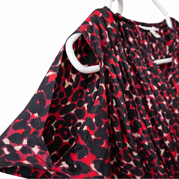 Cynthia Steffe Seamline Red Black Leopard Print Faux Wrap Dress Size 6 NWOT - Picture 5 of 7